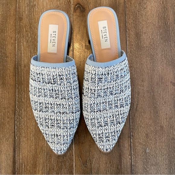 Steven New York Tweed Valera Slip On Mule Pointy Toe Women’s 6.5 Blue - Picture 3 of 5